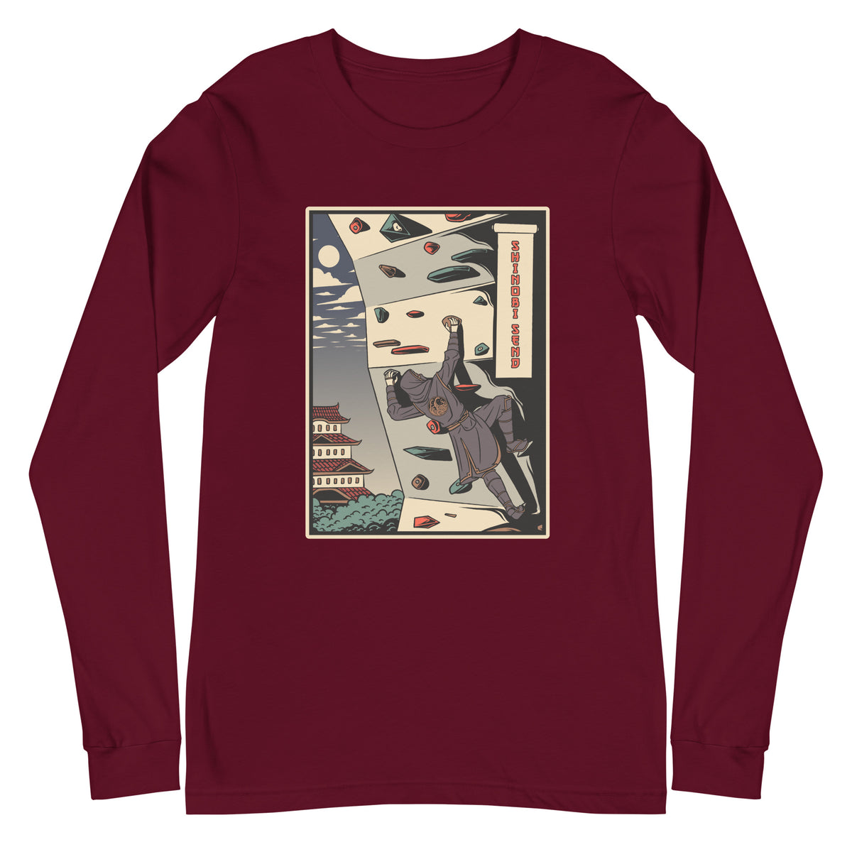 Rock Climbing Long Sleeve Shirt (Ukiyo-e Style)- Front Logo