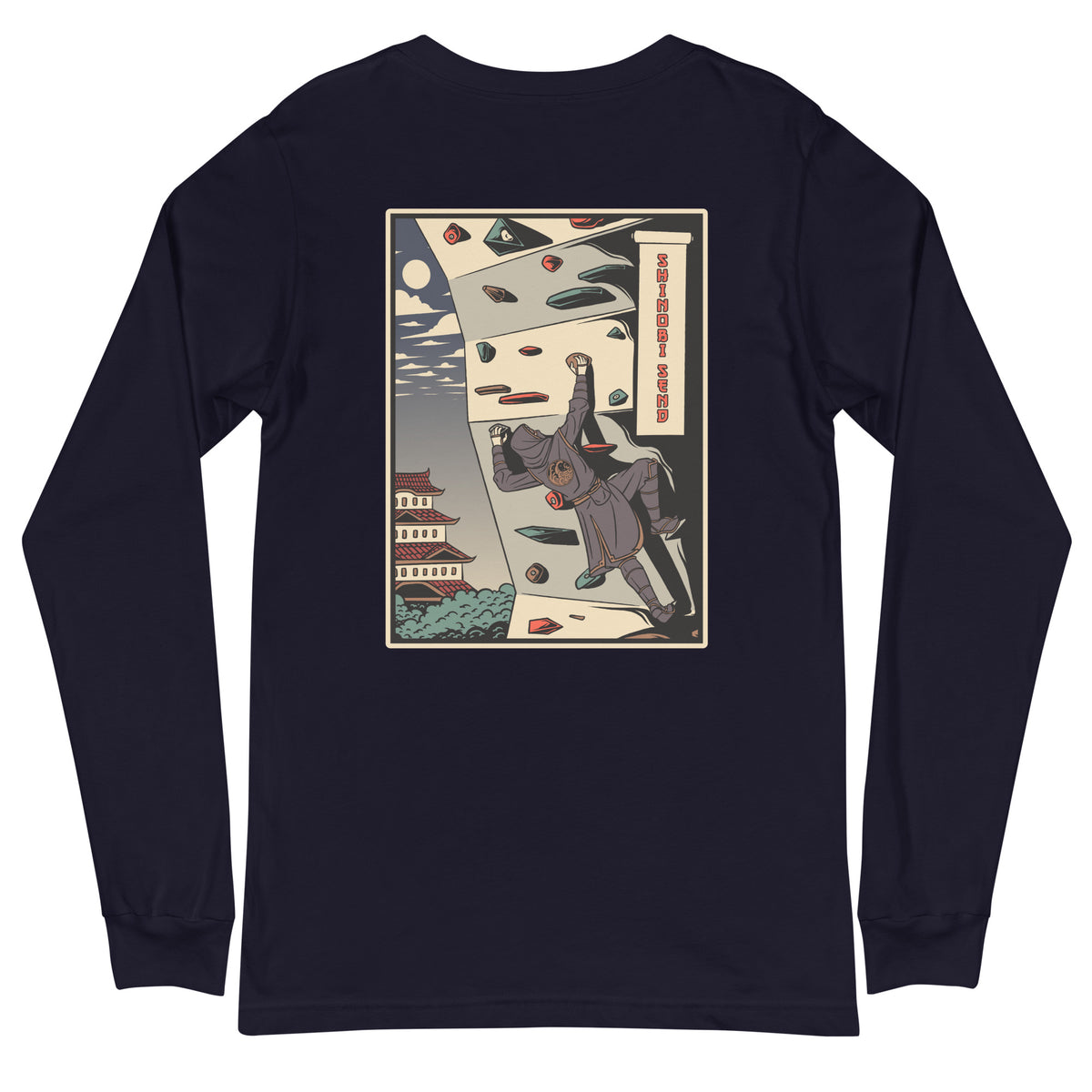 Rock Climbing Long Sleeve Shirt (Ukiyo-e Style)- Back Logo